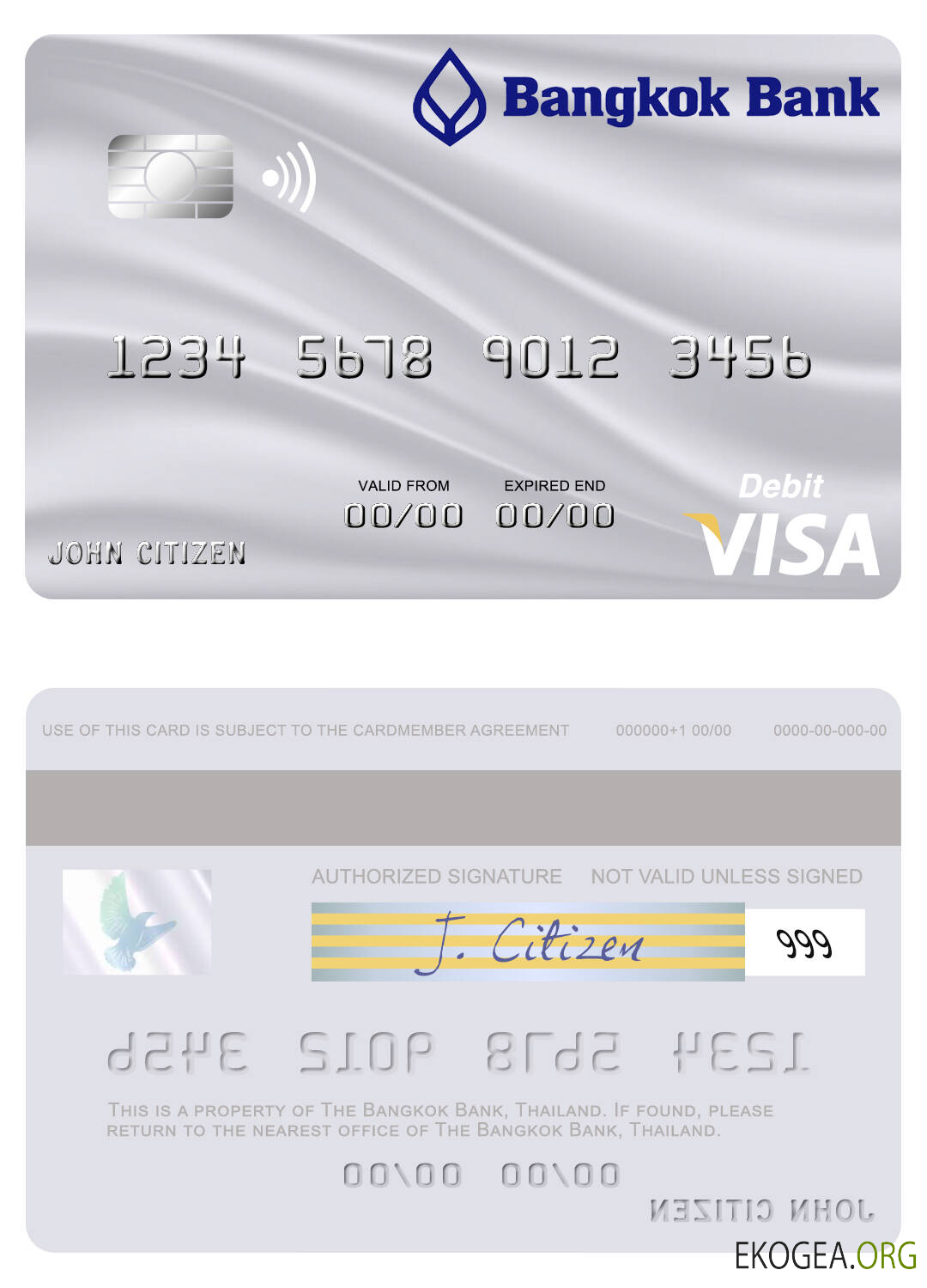 Carte de débit visa Thaïlande Bangkok Bank